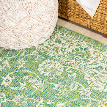 Tela Bohemian Textured Weave Floral Indoor/outdoor Area Rug